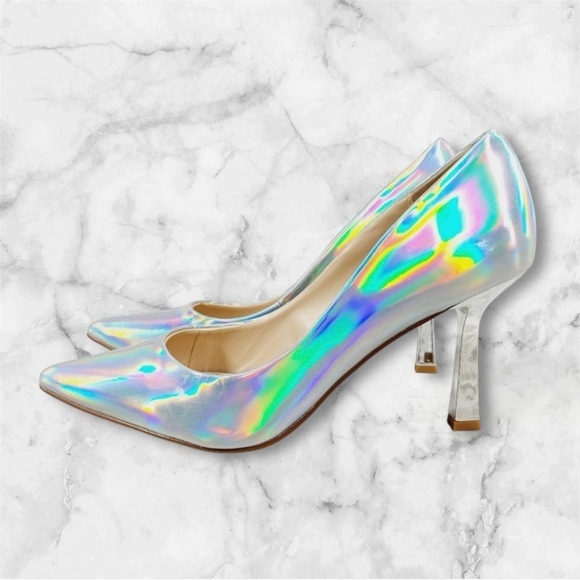 New Steve Madden Salza Iridescent Metallic Pointed Toe Pumps sz 6.5 nwot - Picture 1 of 5